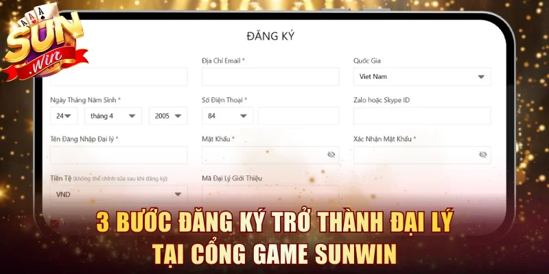 3 bước đăng ký trở thành đại lý tại cổng game Sunwin