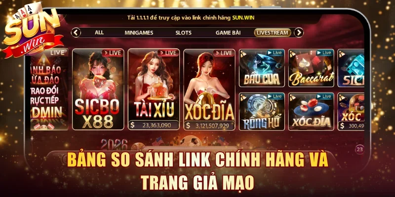 Bảng so sánh link chính hãng và trang giả mạo
