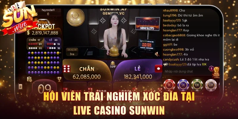 Hội viên trải nghiệm Xóc Đĩa tại live casino Sunwin