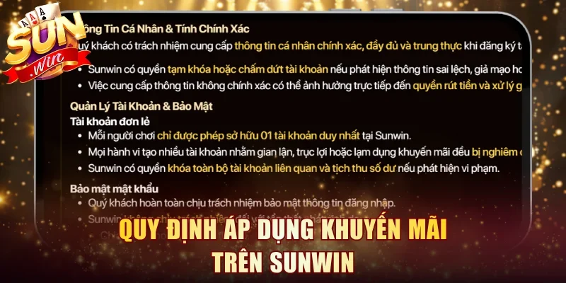 Quy định áp dụng khuyến mãi trên Sunwin